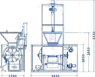 高速乾燥処理機の外形図